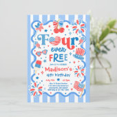 Four Ever Free 4 juli 4e verjaardagsfeestje Kaart (Staand voorkant)