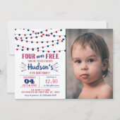 Four Ever Free! 4 juli 4e verjaardagsfeestje Kaart (Voorkant)