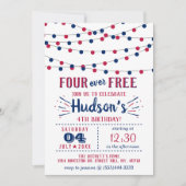 Four Ever Free! 4 juli 4e verjaardagsfeestje Kaart (Voorkant)
