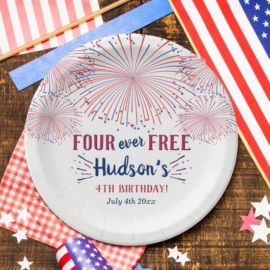 Four Ever Free! 4 juli 4e verjaardagsfeestje Papieren Bordje