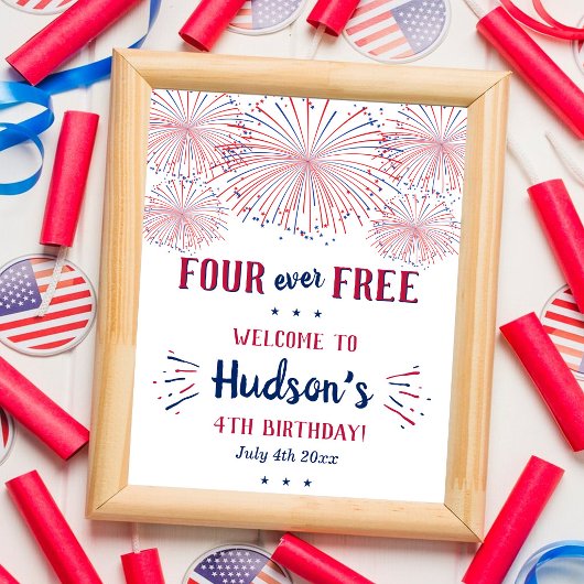 Four Ever Free! 4 juli 4e verjaardagsfeestje Poster
