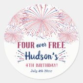 Four Ever Free! 4 juli 4e verjaardagsfeestje Ronde Sticker (Voorkant)