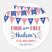 Four Ever Free! 4 juli 4e verjaardagsfeestje Ronde Sticker (Voorkant)