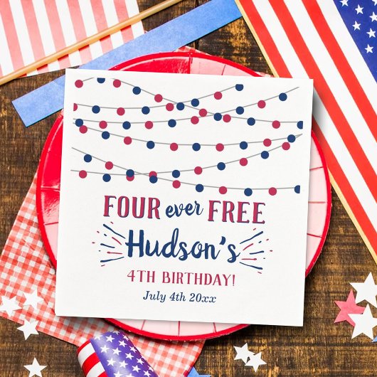 Four Ever Free! 4 juli 4e verjaardagsfeestje Servet