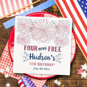 Four Ever Free! 4 juli 4e verjaardagsfeestje Servet