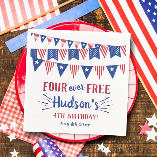 Four Ever Free! 4 juli 4e verjaardagsfeestje Servet