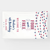 Four Ever Free! 4 juli 4e verjaardagsfeestje Spandoek (Horizontaal)