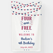 Four Ever Free! 4 juli 4e verjaardagsfeestje Spandoek (Verticaal)