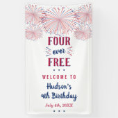 Four Ever Free! 4 juli 4e verjaardagsfeestje Spandoek (Verticaal)