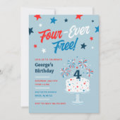 Four-Ever Free uitnodiging voor 4de verjaardagsfee (Voorkant)