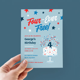 Four-Ever Free uitnodiging voor 4de verjaardagsfee