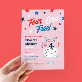 Four-Ever Free uitnodiging voor 4de verjaardagsfee