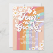 Four Ever Groovy Daisy Rainbow Groovy 4e Verjaarda Kaart (Voorkant)