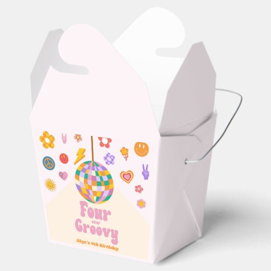 Four Ever Groovy Disco Ball 4e verjaardagsfeestje Bedankdoosjes (Geopend)