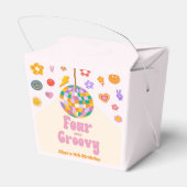 Four Ever Groovy Disco Ball 4e verjaardagsfeestje Bedankdoosjes (Achterkant)