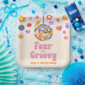 Four Ever Groovy Disco Ball 4e verjaardagsfeestje Papieren Bordje (Feest)