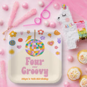 Four Ever Groovy Disco Ball 4e verjaardagsfeestje Papieren Bordje (Feest)