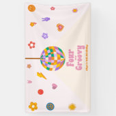 Four Ever Groovy Disco Ball 4e verjaardagsfeestje Spandoek (Verticaal)