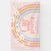 Four Ever Groovy Pastel regenboog 4e verjaardag Spandoek (Verticaal)
