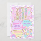 Four Ever Groovy Preppy Varsity 4de Verjaardagsfee Kaart (Voorkant)