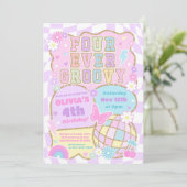 Four Ever Groovy Preppy Varsity 4de Verjaardagsfee Kaart (Staand voorkant)
