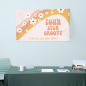 Four Ever Groovy Retro Daisy 4e Verjaardag Banner (Beurs)