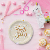 Four Ever Groovy Retro Daisy 4e Verjaardag Papieren Bordje (Feest)