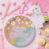 Four Ever Groovy Retro Rainbow Papieren Bordje (Feest)