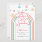 Four Ever Groovy Retro Regenboog 4e Verjaardag Kaart (Voorkant)