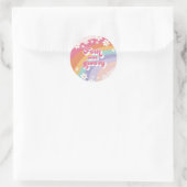Four Ever Groovy Retro Regenboog 4e Verjaardag Ronde Sticker (Tas)