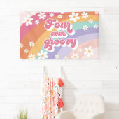 Four Ever Groovy Retro Regenboog 4e Verjaardag Spandoek (Insitu)