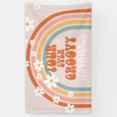 Four Ever Groovy Retro Regenboog Madelief Verjaard Spandoek (Verticaal)