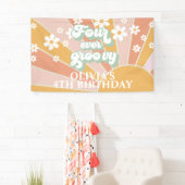 Four Ever Groovy Retro Sunshine Daisy Verjaardag Spandoek (Insitu)