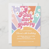 Four Ever Groovy Retro Sunshine Regenboirtdaisy Kaart (Voorkant)