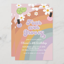 Four Ever Groovy Spa Regenboog 4e Verjaardag Kaart