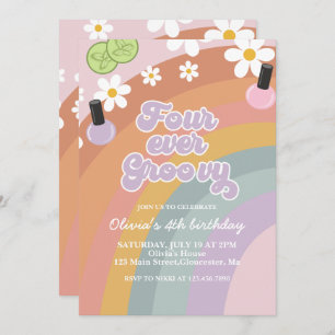 Four Ever Groovy Spa Regenboog 4e Verjaardag Kaart
