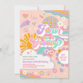 Four Ever Groovy Sun Rainbow Disco 4e Verjaardag Kaart (Voorkant)