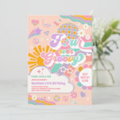 Four Ever Groovy Sun Rainbow Disco 4e Verjaardag Kaart (Staand voorkant)