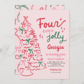 Four Ever Jolly Coquette Christmas 4th Birthday Kaart (Voorkant / Achterkant)