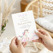 Four Ever Magical Pastel Unicorn 4th Birthday Kaart