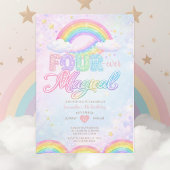FOUR EVER Magical Rainbow 4th birthday invitation Kaart
