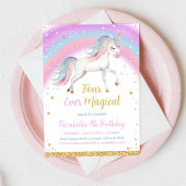 Four Ever Magical Unicorn 4e verjaardagsuitnodigin Kaart