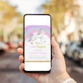 Four Ever Magical Unicorn 4e verjaardagsuitnodigin Kaart