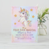 Four Ever Magical, Unicorn 4th Birthday Kaart (Staand voorkant)