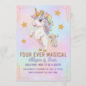 Four Ever Magical, Unicorn 4th Birthday Kaart (Voorkant)