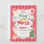 Four Ever Merry Christmas Bow 4th Birthday Kaart (Voorkant)