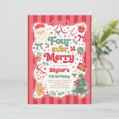 Four Ever Merry Christmas Bow 4th Birthday Kaart (Staand voorkant)
