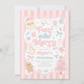 Four Ever Merry Christmas Bow 4th Birthday Kaart (Voorkant)