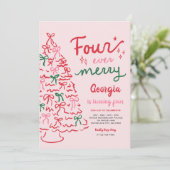 Four Ever Merry Coquette Christmas 4th Birthday Kaart (Staand voorkant)