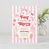 Four Ever Merry Kerstboog 4e Verjaardag Kaart (Staand voorkant)